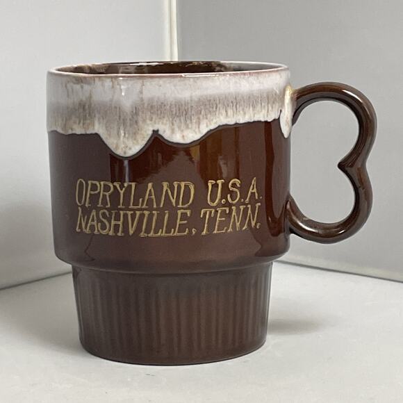 Vintage Ceramic Opryland Souvenir Mug Tennessee Brown Drip Style - Picture 1 of 9